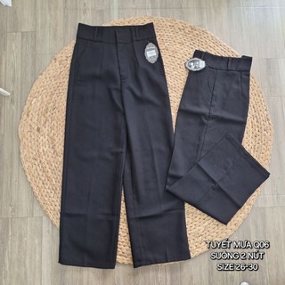 Quần tây đen nữ ống suông chất tuyết mưa 1 nút 2 nút size 26-30