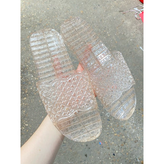 Dép nhựa trong nữ không thấm nước đi trong nhà văn phong