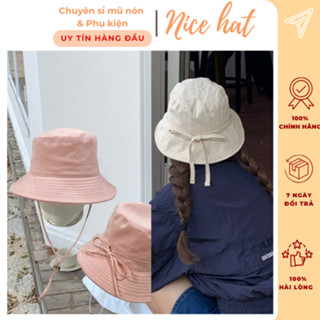 Mũ Bucket nữ vành tròn thắt nơ Nón có dây Basic Chống nắng Form nhỏ gọn - M67