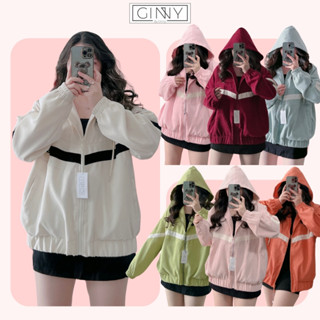 Áo Khoác Chống Nắng Nhung Viền Trắng AKNTL016 Unisex | Có Túi Trong Form Rộng Nón Rộng Cổ Cao | GinHouseShop |