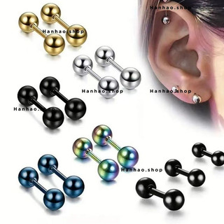 Khuyên titan bi tròn 2 đầu, khuyên quả tạ thân dài 8,10,12 mm, titan không gỉ