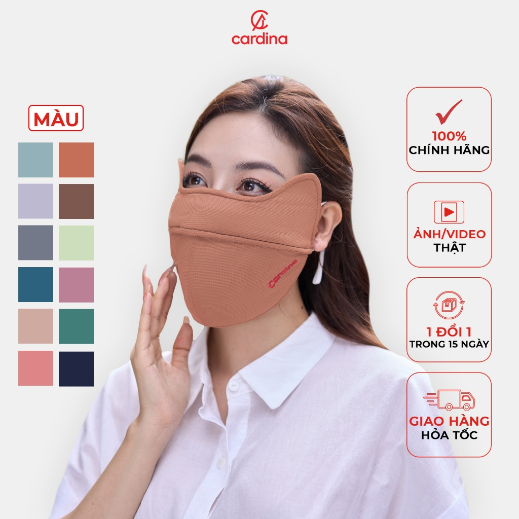 Khẩu trang CARDINA chống tia UV lõi bông hoạt tính lọc không khí làm mát thiết kế che vùng da mắt nhạy cảm 4KTKK01
