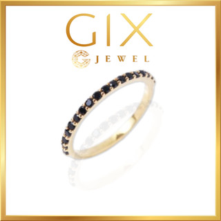 Nhẫn bạc nữ cá tính nửa hàng hột đá đen minimalism Gix Jewel SPGN16
