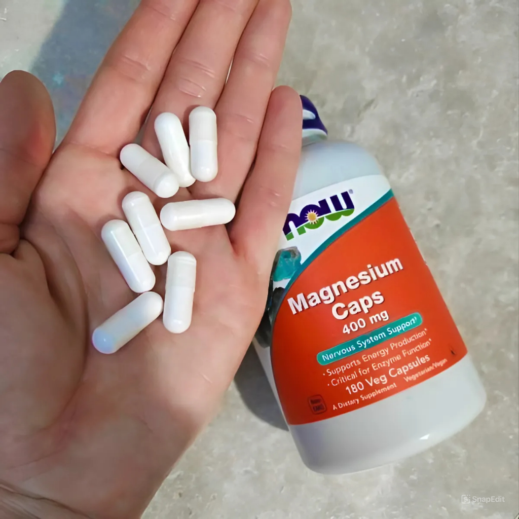 Viên uống bổ sung magie Now Magnesium Caps 400mg 180 viên giảm stress, hỗ trợ giấc ngủ, xương cơ bắp