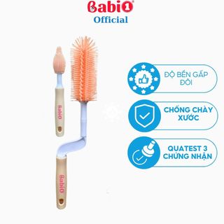 Cọ rửa bình sữa silicon babi1, bộ cọ chà rửa bình sữa núm ti silicon 3 chi tiết tiện dụng