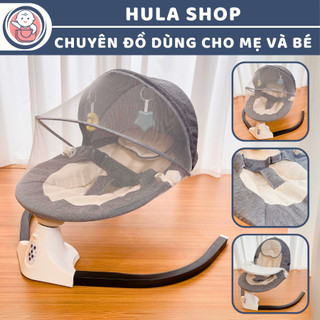 Nôi điện tự động cao cấp 9BABY đa năng, điều khiển từ xa, có phát nhạc màu xám