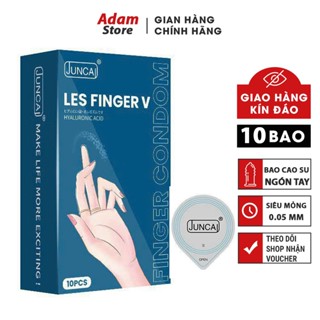 Bao cao su ngón tay Juncai LES FINGER hộp 10 cái, bcs ngón tay siêu mỏng nhiều gel hương hoa quả dịu nhẹ