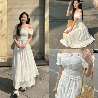 (Có Sẵn) Đầm Xô Trắng Dài Vintage Hàng 2 Lớp (Loại 1) Váy Thô Boil Đi Du Lịch