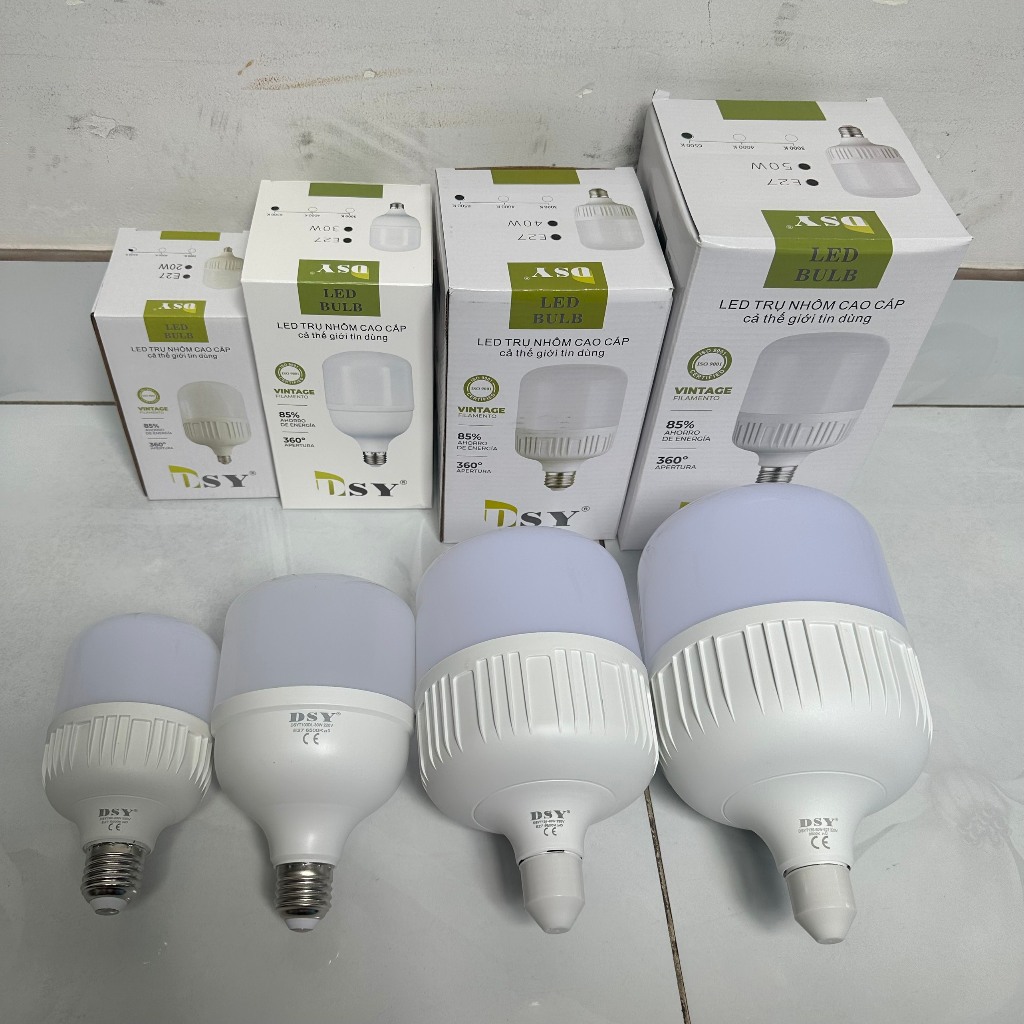Bóng đèn trụ dsy 20W/ 30W/ 40W/ 50W và Bóng đèn Buld B22 40W/ 50W/ Bóng Đèn Trụ Ucan 10W. LKP
