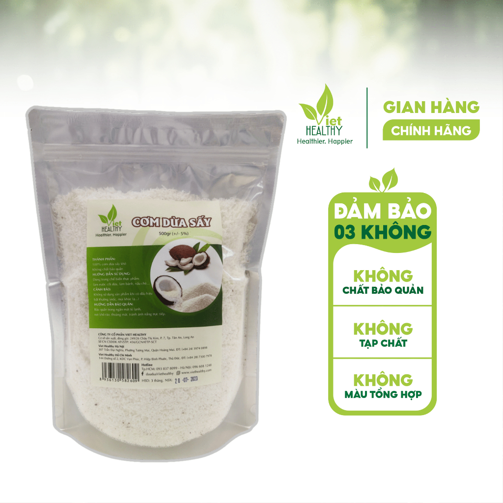 Cơm Dừa Sấy Khô Viet Healthy - Túi 500g
