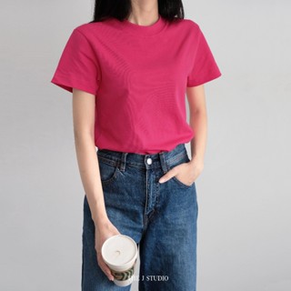 Baby Tee - Áo Thun Trơn Nữ Basic Dáng Vừa Slim Fit Tee chất cotton dày thấm hút mồ hôi-THE J STUDIO