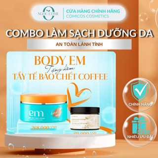  MUA 1 ĐƯỢC 2 kem body em body dưỡng trắng da kem body chống nắng nâng tông + tẩy tế bào chết cafe 