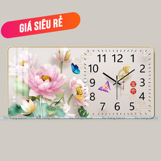 Đồng Hồ Tráng Gương Treo Tường "HOA SEN" In UV 5D Cao Cấp