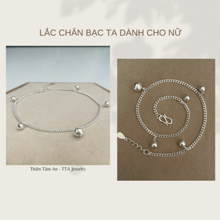  Lắc chân nữ Bạc ta có chuông kêu dạng xích dài 23cm dành cho bạn gái -  Bạc thật TTA Jewelry - LC005 