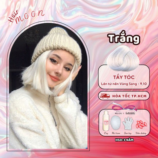 Thuốc nhuộm tóc màu MÀU TRẮNG, High Light, Thuốc nhuộm tóc tại nhà Moon Hair combo bột tẩy kèm 100ml
