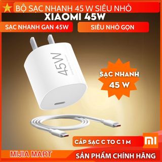 Bộ sạc nhanh GAN 45W Xiaomi. Củ sạc nhanh type C siêu nhỏ gọn