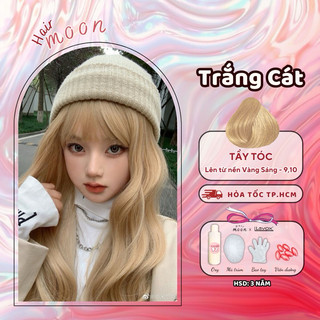 Thuốc nhuộm tóc màu trắng tây, trắng cát, thuốc nhuộm tóc tại nhà moon haái kèm bột tẩy combo 100ml