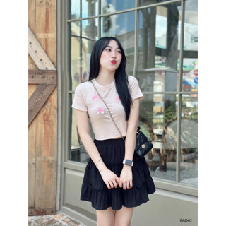 Áo crop gân qc đính nơ chibest bad62