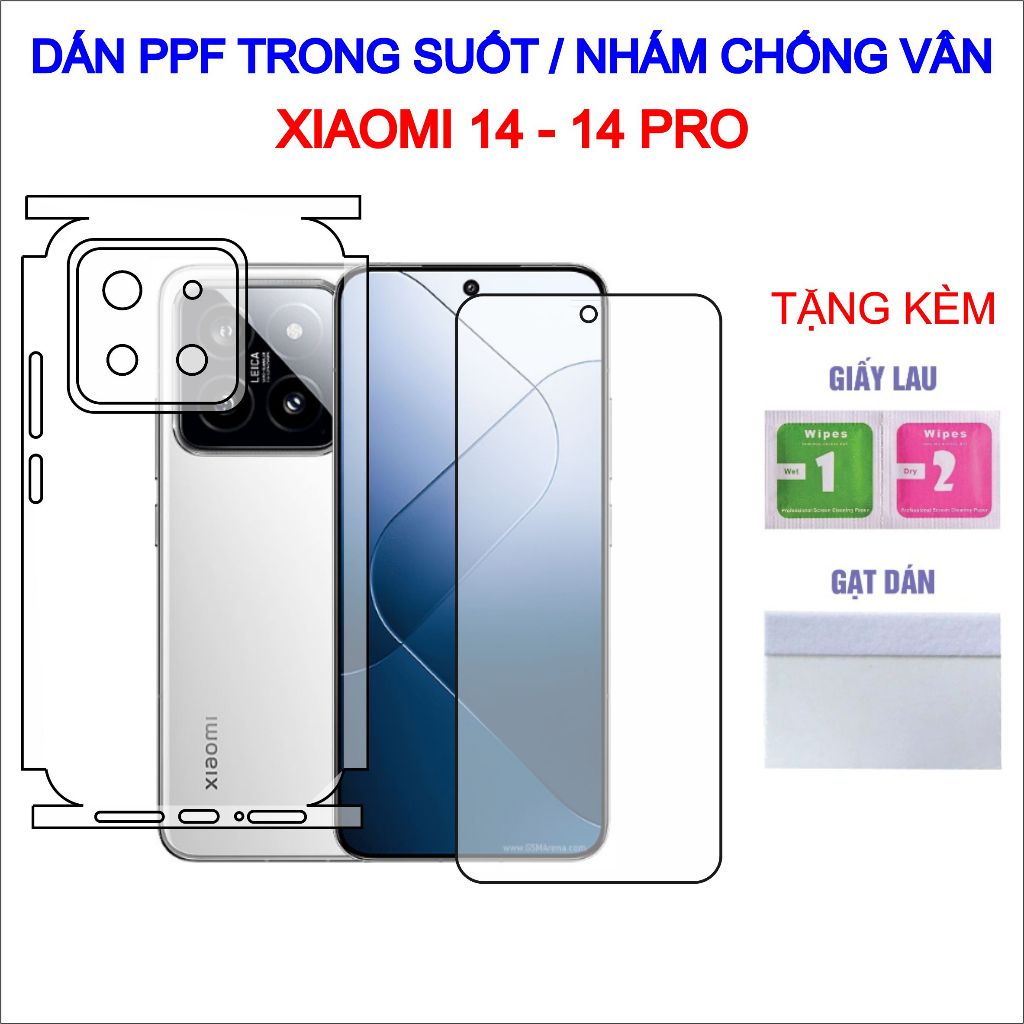 Dán PPF Xiaomi 14, Xiaomi 14 Pro full lưng viền, màn hình