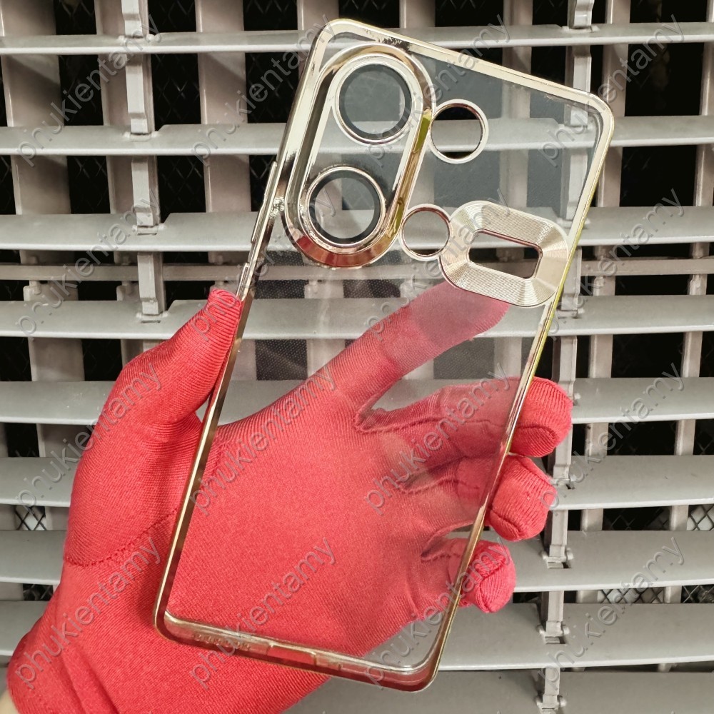Ốp Lưng Xiaomi Redmi Note 13 Pro 4G / Poco M6 Pro 4G Dẻo TPU Mềm Mại Viền Vuông Vàng Khuyết Logo Có Kính Bảo Vệ Camera