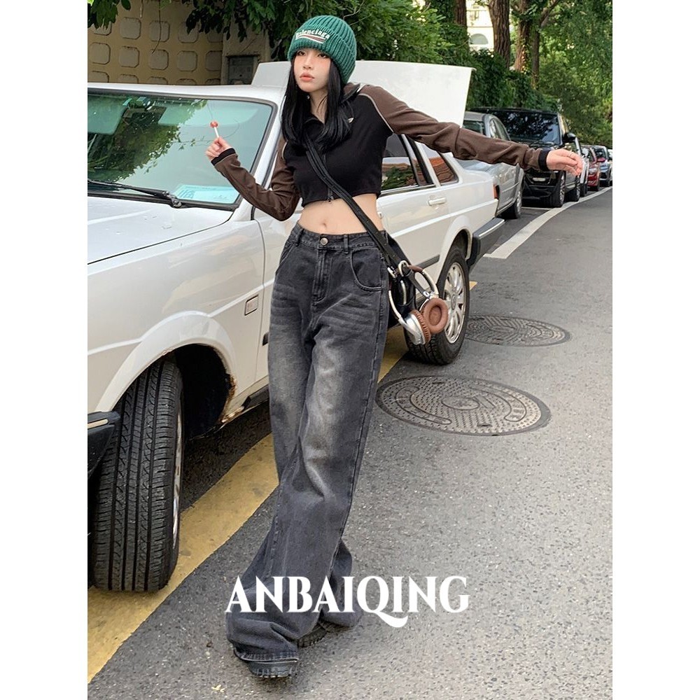 Quần jean nữ Retro ống suông rộng Cạp, quần jeans ống rộng phong cách Ulzzang Hàn Quốc siêu Sang D55 HOT | BigBuy360 - bigbuy360.vn