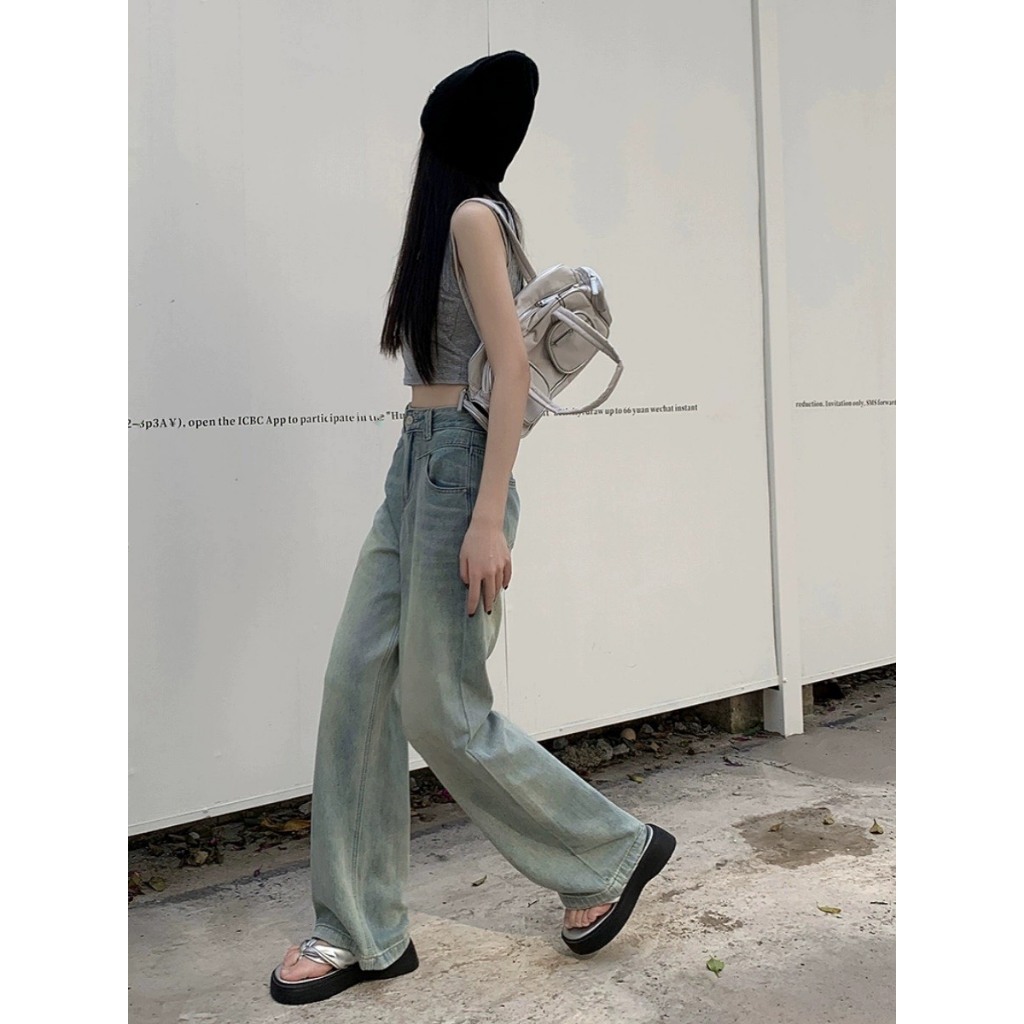 Quần jeans nữ ống suông, quần bò nữ ống rộng tông sáng cực đẹp cực xinh phù hợp đi học đi chơi D66 HOT | BigBuy360 - bigbuy360.vn