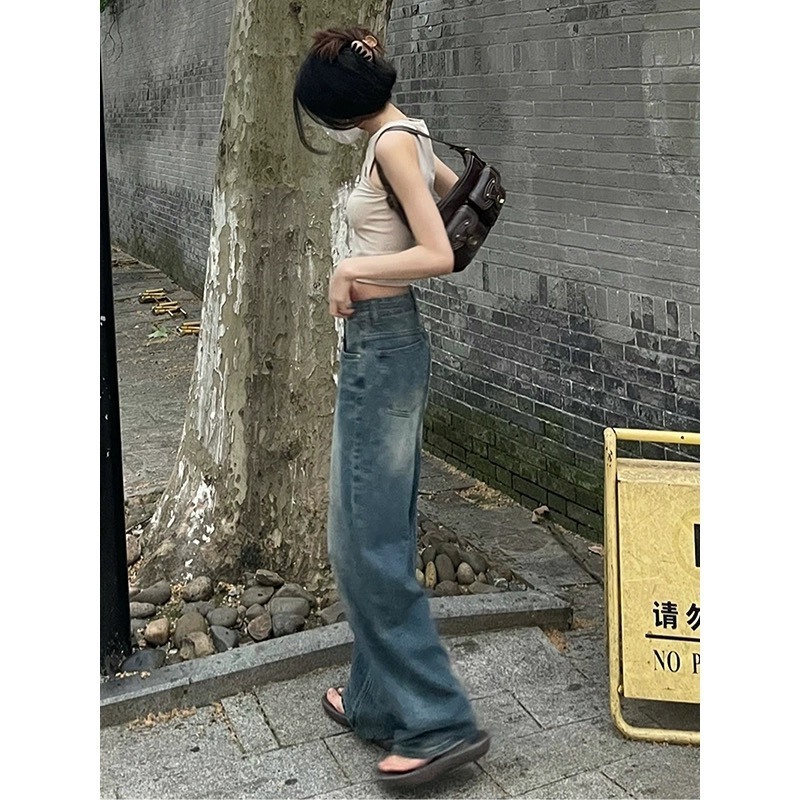 Quần Jean Nữ 2024 Thời Trang Giặt Xanh Eo Cao, Quần Ống Rộng Ôm Và Rời xám bạc trước Siêu Sang D56 HOT | BigBuy360 - bigbuy360.vn