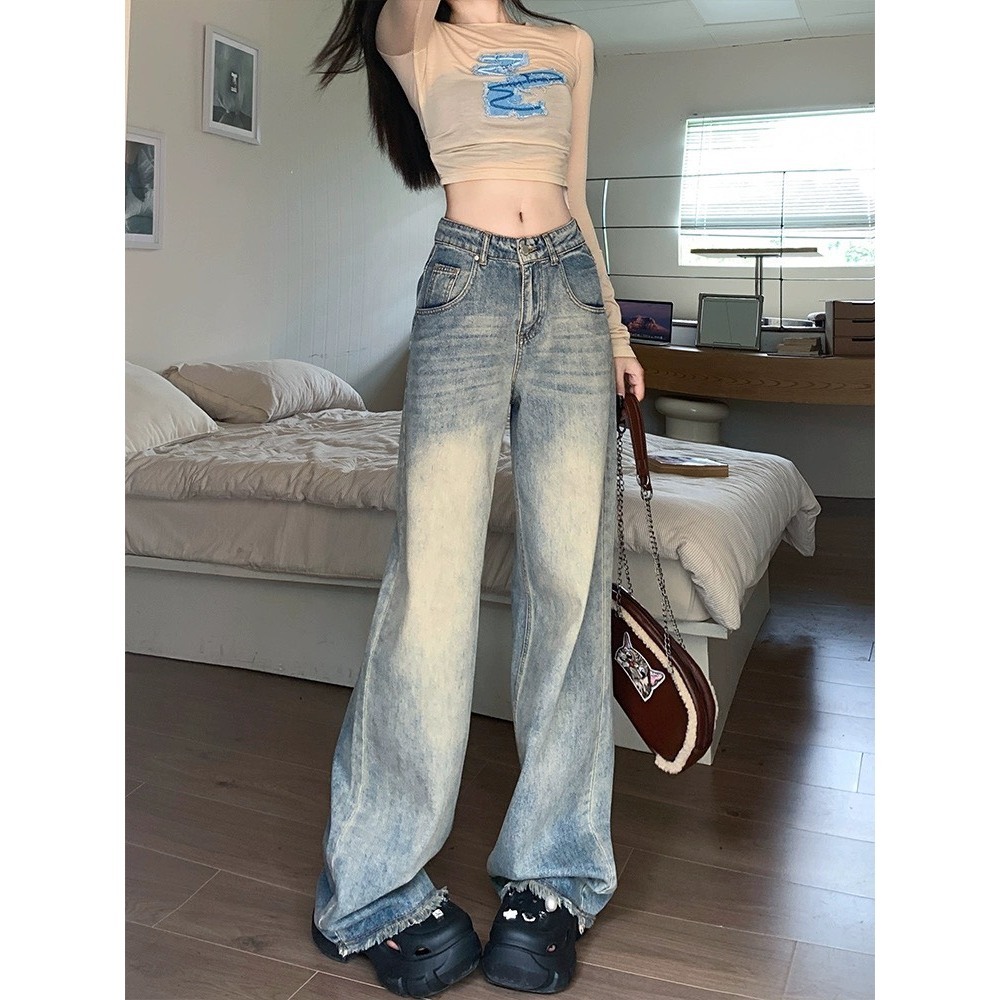 Quần Ống rộng Mix viền túi tua rua gấu, quần nữ jean phổ biến Đơn giản Xanh Bạc siêu xinh sang chảnh D54 HOT | BigBuy360 - bigbuy360.vn