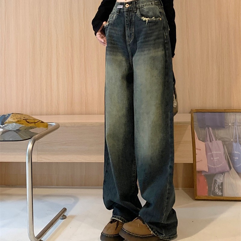 Quần Ống Rộng Retro tua rua gấu túi Jean Nữ Mùa Hè Mới, quần ông rộng Phong Cách siêu Hot siêu sang D57 HOT | BigBuy360 - bigbuy360.vn