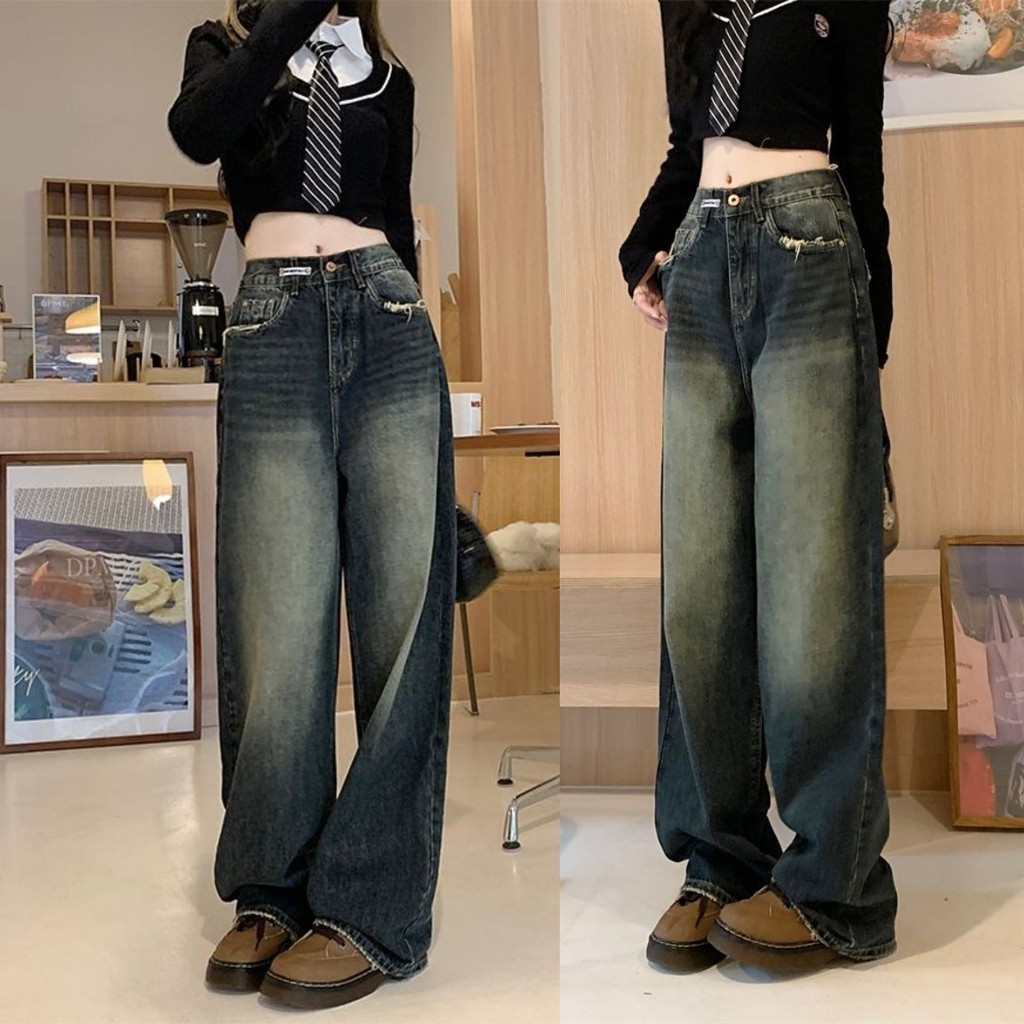 Quần Ống Rộng Retro tua rua gấu túi Jean Nữ Mùa Hè Mới, quần ông rộng Phong Cách siêu Hot siêu sang D57 HOT | BigBuy360 - bigbuy360.vn