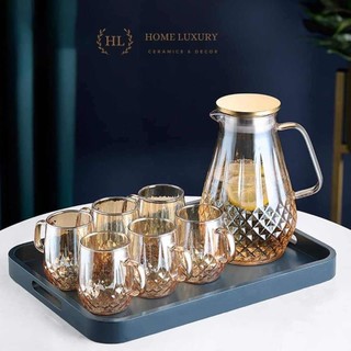 Bộ bình thủy tinh kèm 6 cốc