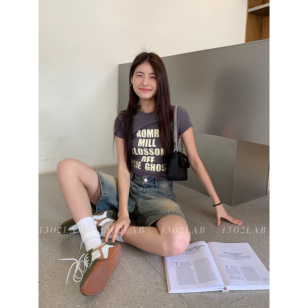 Quần Short Jeans lửng wash cạp thấp ống rộng nữ, Quần jeans unisex siêu Hot siêu sang chảnh N 69 HOT | BigBuy360 - bigbuy360.vn