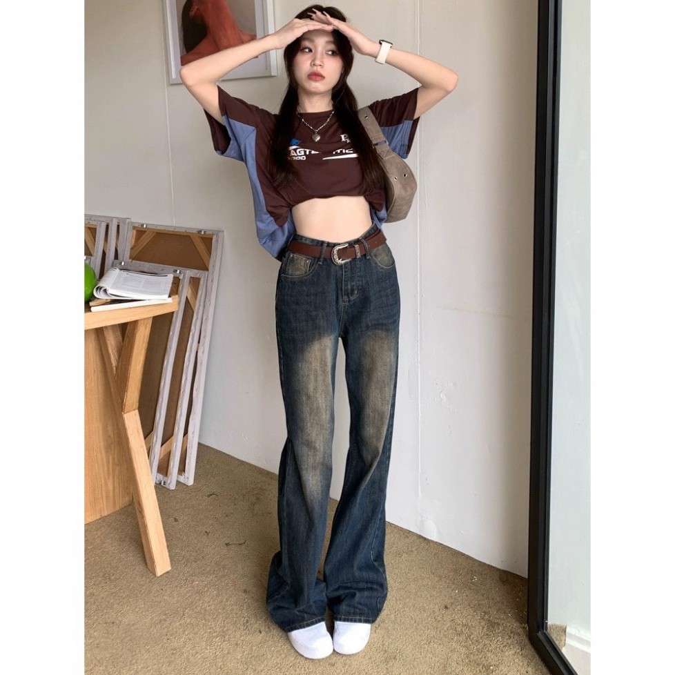 Quần ống rộng jean cổ điển, quần nữ jean Thời trang Fashion phù hợp đi học đi chơi siêu sang chảnh siêu hot D64 | BigBuy360 - bigbuy360.vn
