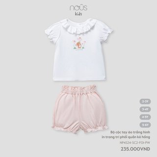Bộ quần áo trẻ em nous kids bé gái cộc trắng vàng từ 2 đến 5 tuổi Nous Bình Dương - SPE01243