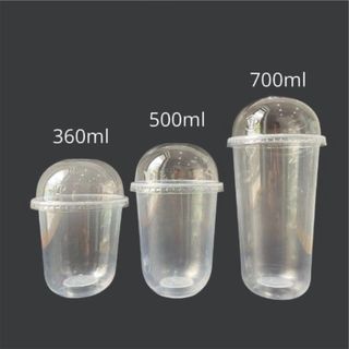 Combo 50 Ly Nhựa PP Trơn Đáy Bầu Kèm Nắp Đựng Trà Sữa Cafe Nước Ép Sinh Tố Chịu Nhiệt Tốt 