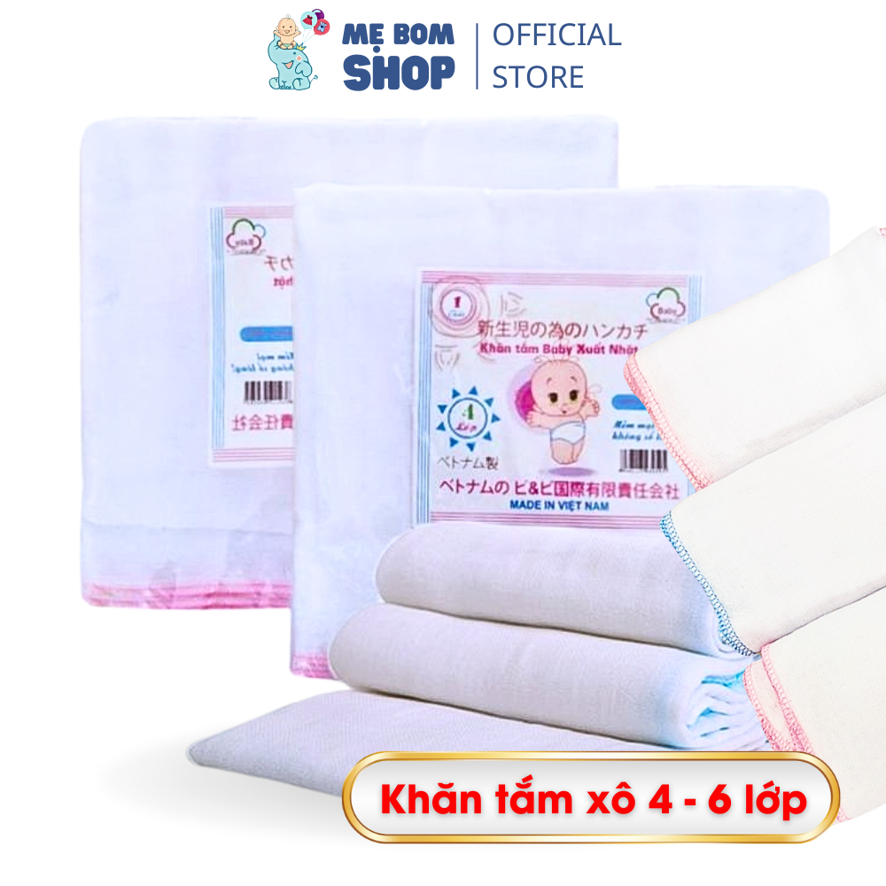 Set khăn tắm cho bé sơ sinh màu trắng loại 4 lớp 6 lớp siêu thấm hút siêu nhanh