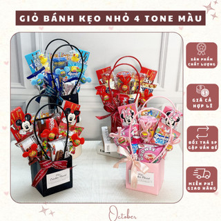 Giỏ bánh kẹo theo tone màu cỡ nhỏ - set quà tặng sinh nhật. quà cho bé. quà tốt nghiệp