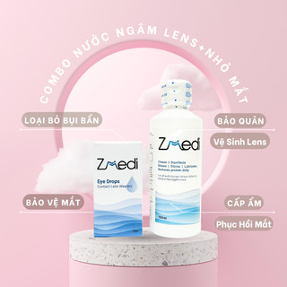 Nước ngâm lens + nước nhỏ mắt lens combo Zmedi THÚY LENS dùng rửa kính áp tròng