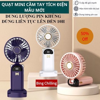 Quạt Mini Cầm Tay Tích Điện Pin ,Đèn LED Hiển Thị，5 chế độ phù hợp nhân viên văn phòng ,trẻ nhỏ học sinh sinh viê