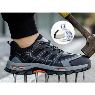 Giày Bảo Hộ nam  Kiểu Dáng Trẻ Trung Màu Ghi- Đen  Đế Cao S20, chống Đâm Xuyên, Chống Va Đập