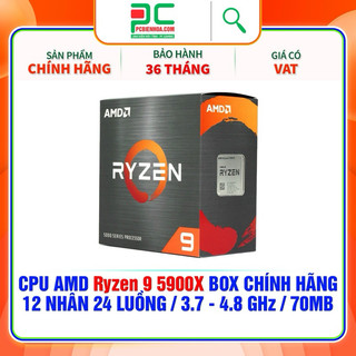 BỘ VI XỬ LÝ AMD RYZEN 9 5900X / 64MB / 3.7GHZ BOOST 4.8GHZ / 12 NHÂN 24 LUỒNG CHÍNH HÃNG -36T