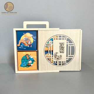 Hộp đựng bánh trung thu handmade, Đựng bánh kẹo tết bằng gỗ 4 ngăn , 6 ngăn , 8 ngăn