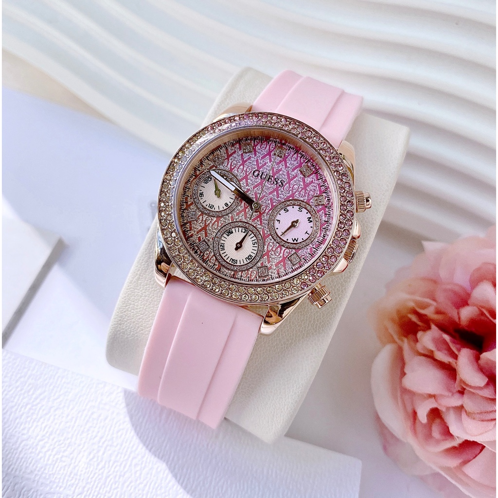 Đồng hồ đeo tay nữ dây silicon cao cấp chống nước Guess GW0032L4 size 36mm fullbox