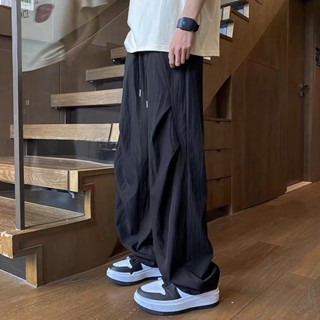 Quần ống rộng trơn nam nữ APT Unisex Quần ống xuông dáng rộng chất vải gió nhăn mềm mát  Cạp chun co giãn