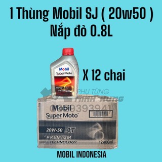 1 thùng 12 chai nhớt mobil super moto 20w50 800ml nhập khẩu indonesia