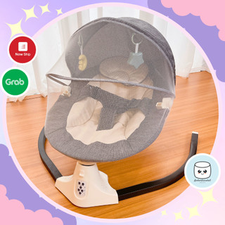 Nôi điện tự động cho bé có điều khiển bluetooth có phát nhạc mẫu cao cấp 9BABY màu xám