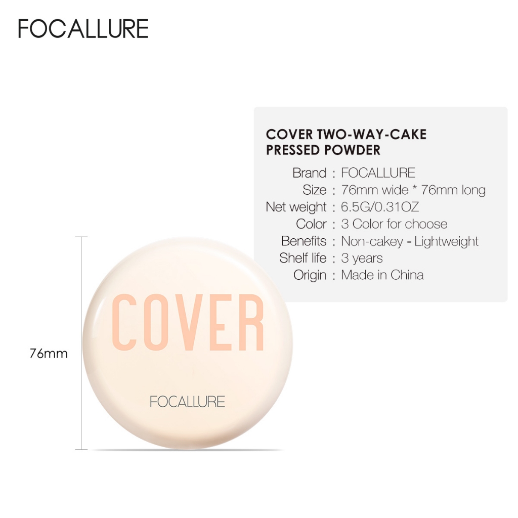 FOCALLURE Phấn phủ lì dạng nén che khuyết điểm hoàn hảo cùng Vitamin C 6.5G | BigBuy360 - bigbuy360.vn
