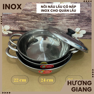 Nồi lẩu inox Hương Giang cao cấp cho nhà hàng, quán ăn - Nồi nấu lẩu có nắp inox cho quán lẩu NL002 - conthachsaigon