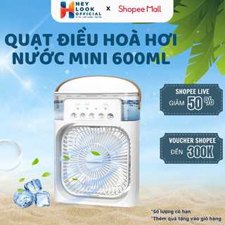 Quạt Điều Hòa Hơi Nước Mini GODWELL Máy Lạnh Mini 3 Chế Độ Gió Tích Hợp Led, Sạc USB Để Bàn Tiện Dụng 600ML