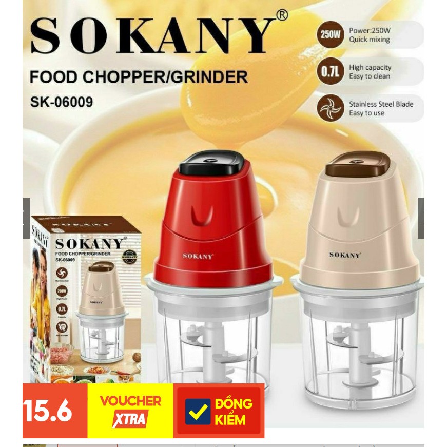 Máy xay đa năng SOKANY 06009 200W Xay thịt cá, xay đá, rau củ quả tiện dụng, lưỡi dao sắc bén